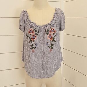 BECOOL medium pinstripe floral blouse